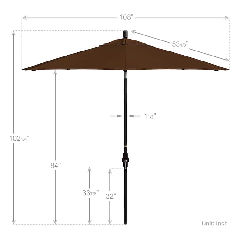 California Umbrella 9' Sun Master Series Patio Umbrella Bronze Aluminum Pole Fiberglass Ribs Crank Lift Collar Tilt Royal Blue