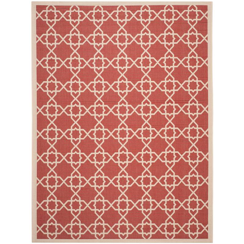 SAFAVIEH Courtyard Lawanda Trellis Indoor/ Outdoor Waterproof Patio Backyard Rug - 9' x 12' - Red/Beige