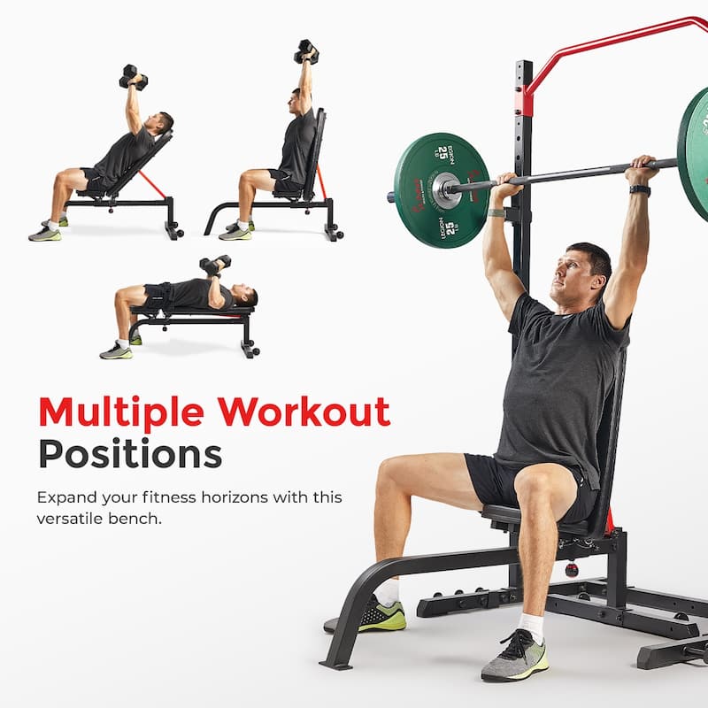 Sunny Health Fitness Multifunction Adjustable Weight Bench for Home Gym SF-BH622045 - 49.4L x 30.7W x 45.9H