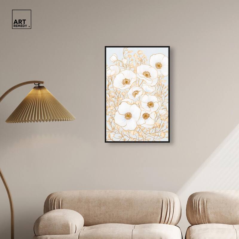 White and Gold Poppies I Canvas by Art Remedy