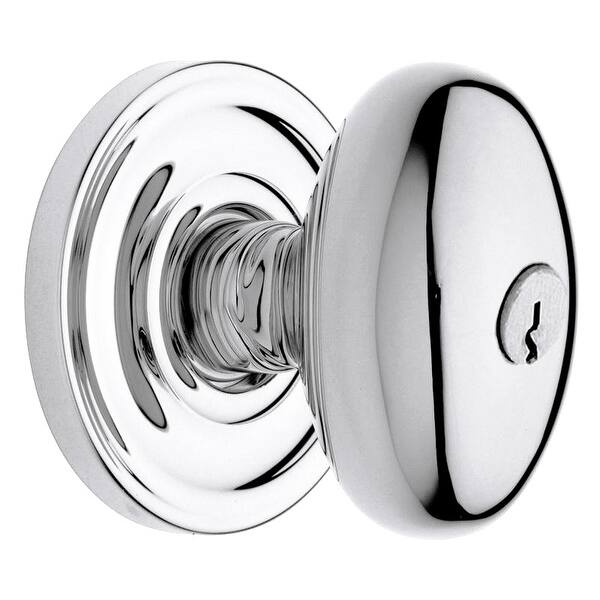 slide 2 of 15, Baldwin Egg Style Single Cylinder Keyed Entry Door Knob Set with Egg Polished chrome