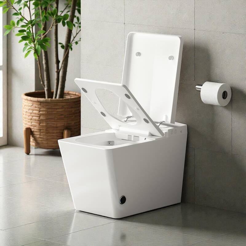 Square Smart Toilet with Built In Tank. Foot Sensor Lid. Auto Flush. Heated Bidet Seat. LED Display. Remote