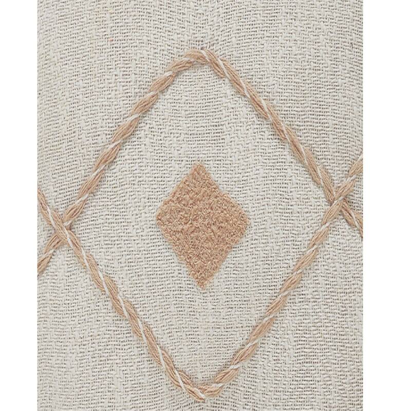 Handwoven Coastal Edge Diamond Square Throw Pillow - 20" - Tan and White