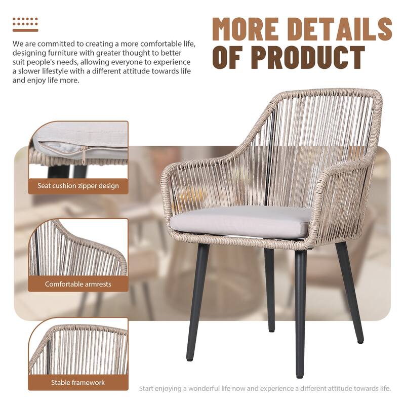 Outdoor Dining Set with Aluminum X-Leg Table and PE Rattan Chairs