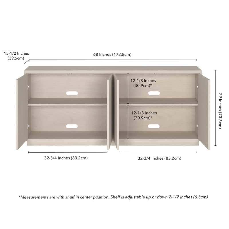 Alston 68" Wide Rectangular Fluted Buffet Table - 68" Wide