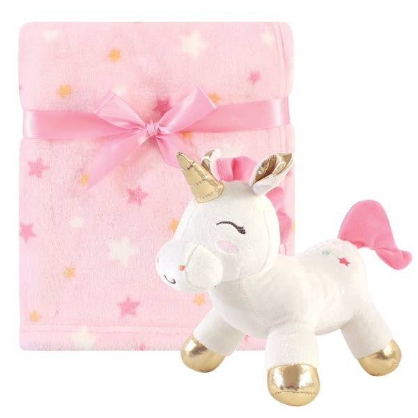 slide 1 of 1, Luvable Friends Baby Girl Unicorn Themed Baby Bedding Set, Unicorn Blanket And Toy, One Size Unicorn Blanket And Toy - One Size