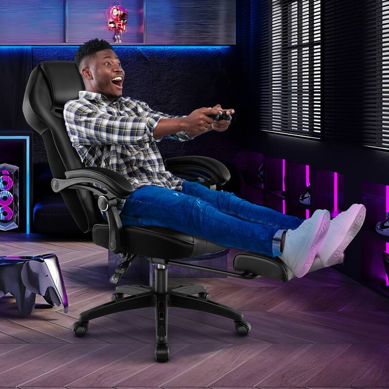 Costway Adjustable E-Sports Racing Style Chair with Padded Headrest, - See Details
