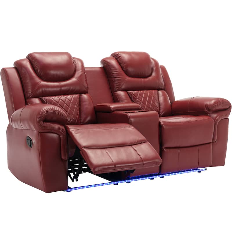 Home Theater Seating Manual Recliner Loveseat With Hide-Away Storage