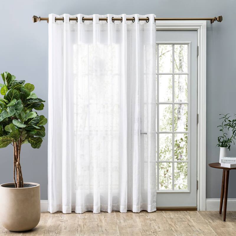 Shannon Premium Slubbed Linen Grommet Curtain Double Wide Patio Panel - 110"W x 84"L - White