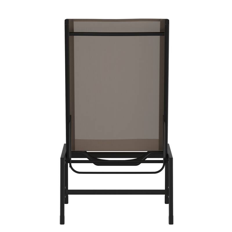 Set of 2 All-Weather Textilene Adjustable Chaise Lounge Chairs with Arms