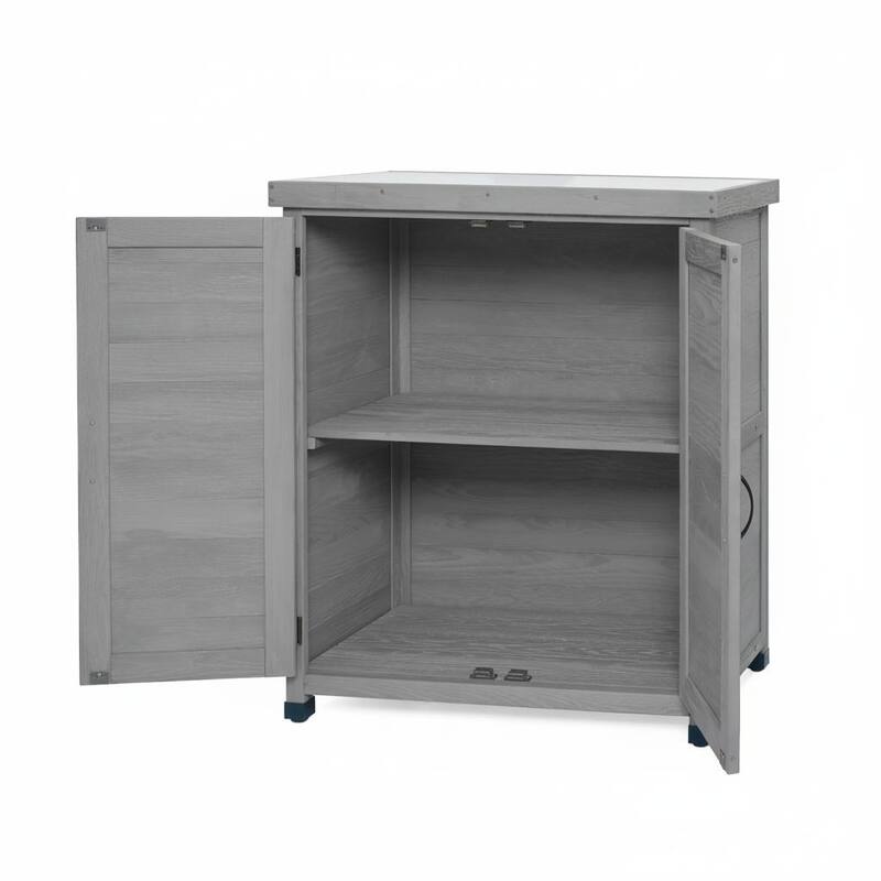 Outdoor Potting Bench with Storage Cabinet, Metal Top & Workstation
