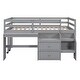 preview thumbnail 6 of 7, Gray Wooden Loft Bed with Movable Desk and Small desk, 2 Drawers, Full-Length Guardrail