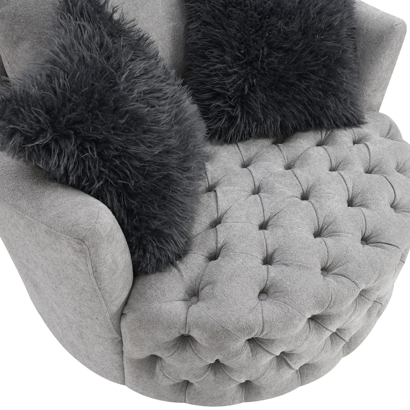 Furniture of America Arven Modern 45-inch Fabric Button Tufted Swivel Accent Chair
