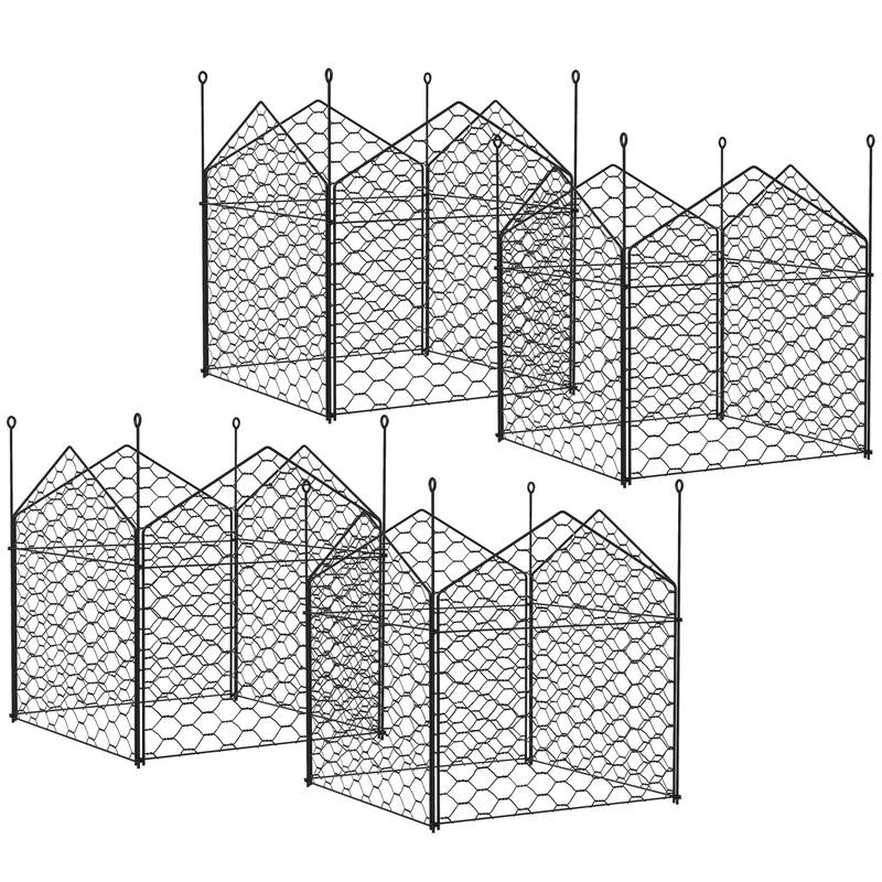 Outsunny Garden Chicken Wire Cloche, 12" x 14" Plant Protectors from Animals, 4 Pack Metal Crop Cage to Keep Animals Out