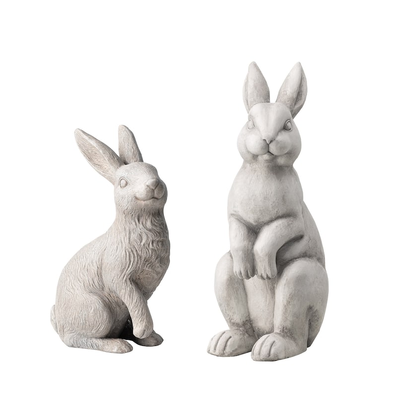 Glitzhome MgO Standing Rabbit Bunny Garden Statue Outdoor Indoor