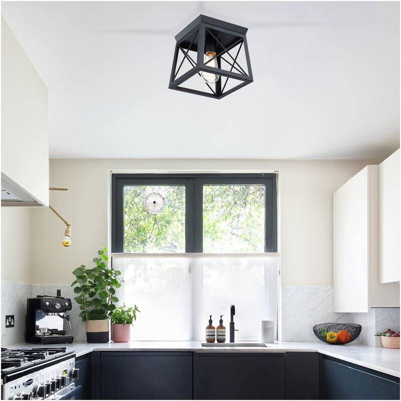 Mousse 8 in. W. 1-Light Flush Mount with Matte Black Finish - Matte Black