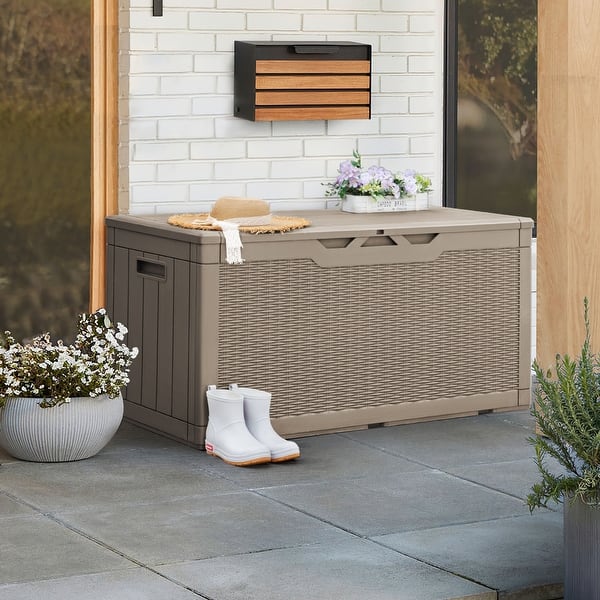 90 Gallon Borneo 416L Storage Box, All-Weather Wicker Rattan-Style