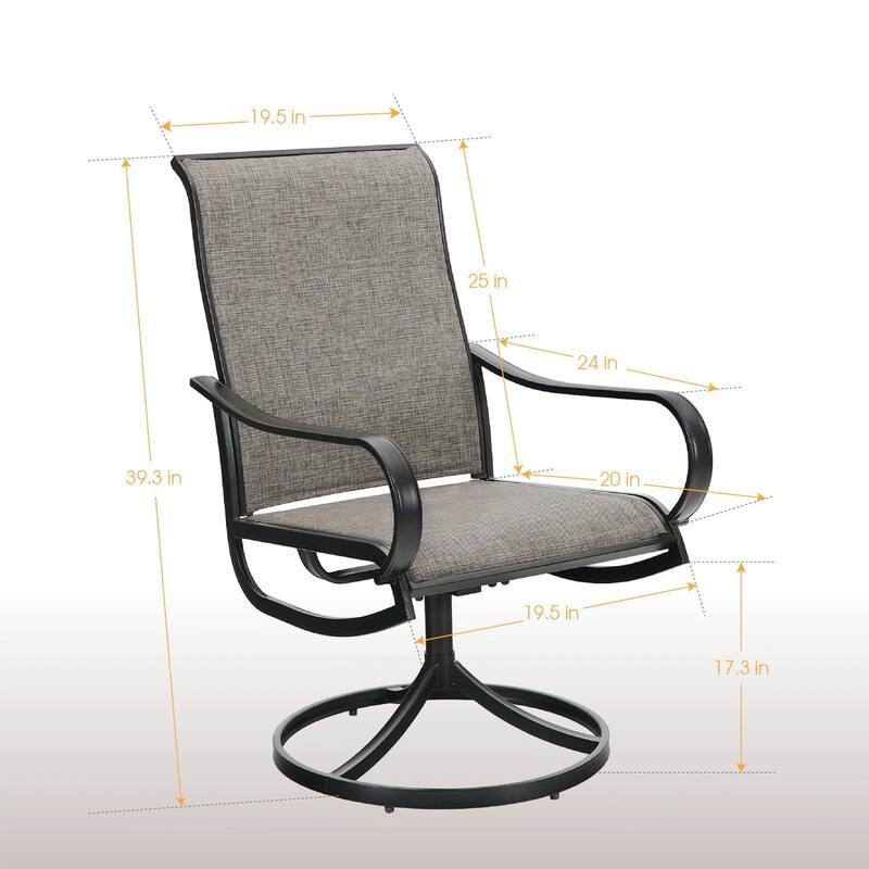MAISON ARTS Patio Textilene Swivel Dining Chairs Set of 2
