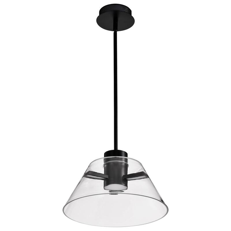 Edmond 14 Inch LED Pendant Matte Black with Clear Glass - Matte Black