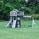 Backyard Discovery Whispering Point Light Gray Cedar Wood Swing Set - 15'3" x 11'6"