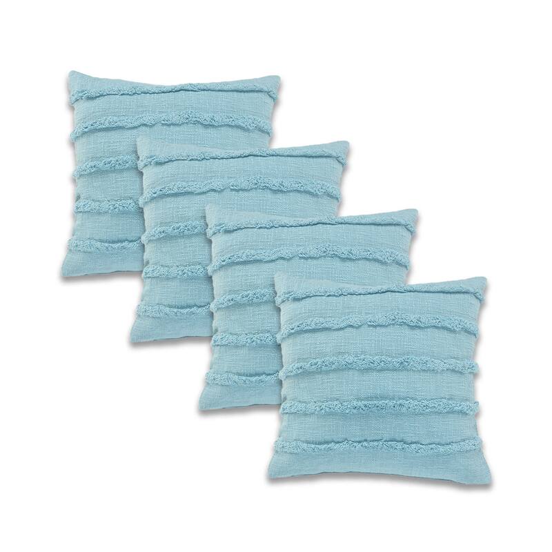 Sevita Birch Solid Natural Cotton Square Throw Pillow, Set of 2 or 4