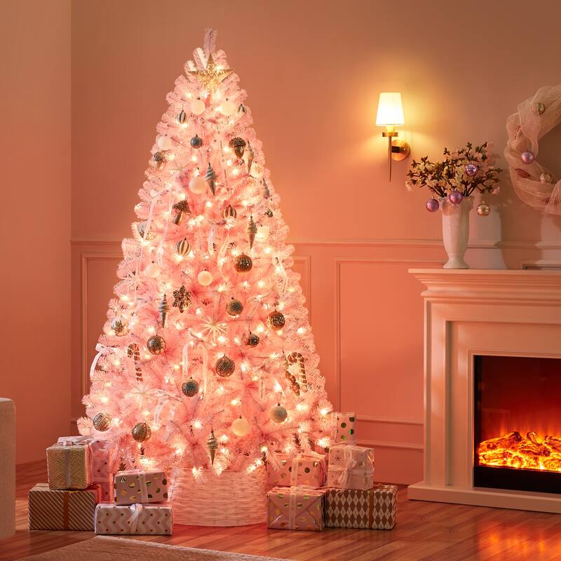 Yaheetech 4.5ft/6ft/7.5ft Pre-lit Artificial Christmas Tree with Foldable Stand - 7.5 Foot