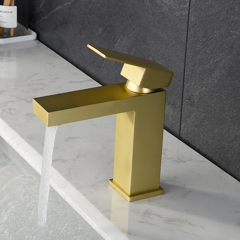 Modern Brushed Gold Single-handle Bathroom Sink Faucet