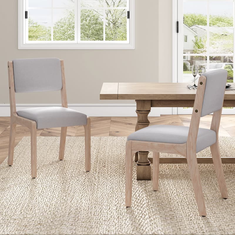 Wooden Dining Chairs Set of 2, Modern Fabric Upholstered Kitchen Side Chairs, Farmhouse Dining Room Accent Chair