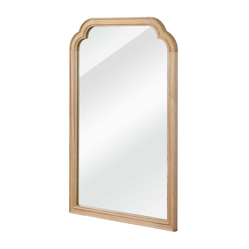 Rounded Corner Solid Wood Frame Decorative Mirror Modern Farmhouse Wall Mirror For Bedroom Bathroom Living Room Entryway