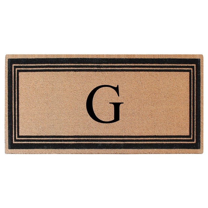 A1HC Natural Coir Monogrammed Flock Anti shed Treated Durable Doormat BlackBeige - 36"X72" - G