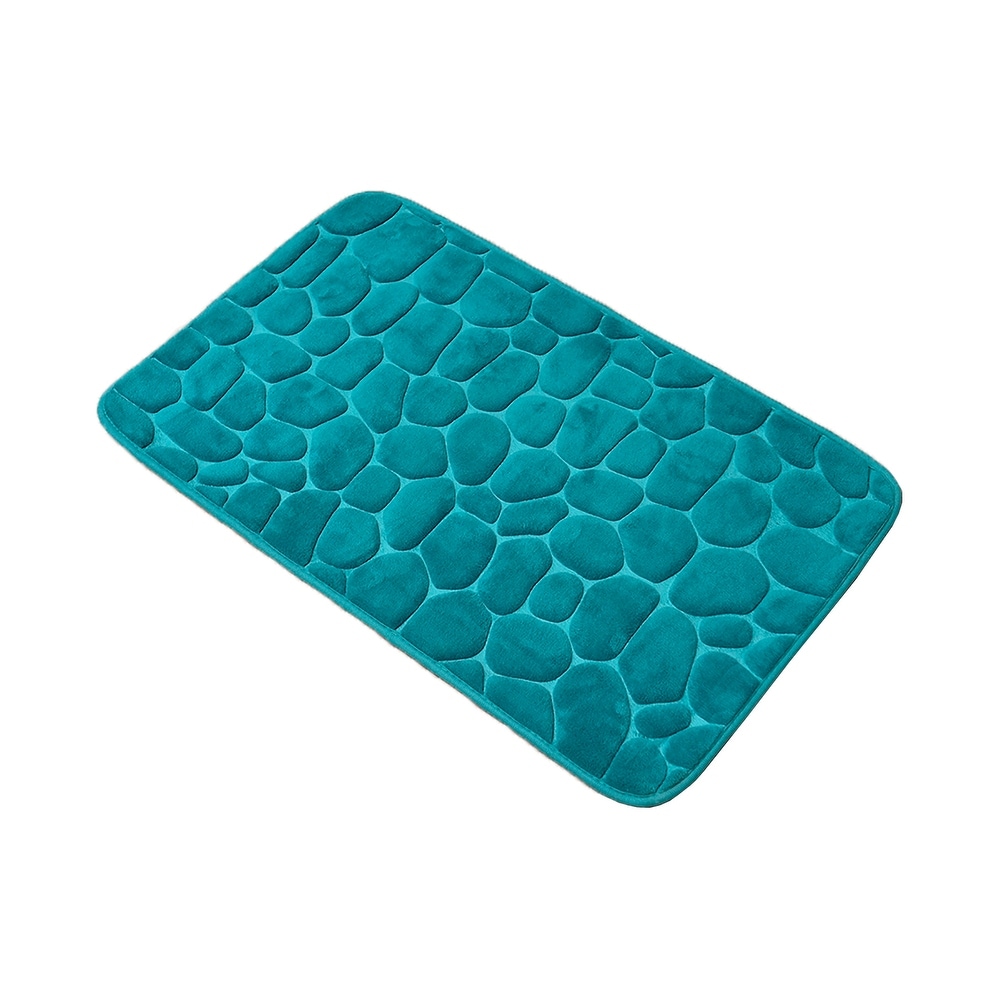 Contour Bath Rug Memory Foam Mat 3D Pebble 20L x 20W - Peacock Blue