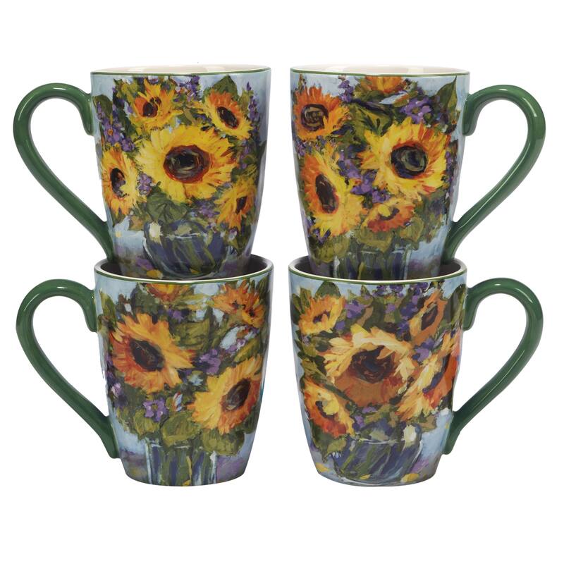 Certified International Sunflower Bouquet 16 Piece Dinnerware Set, Service For 4