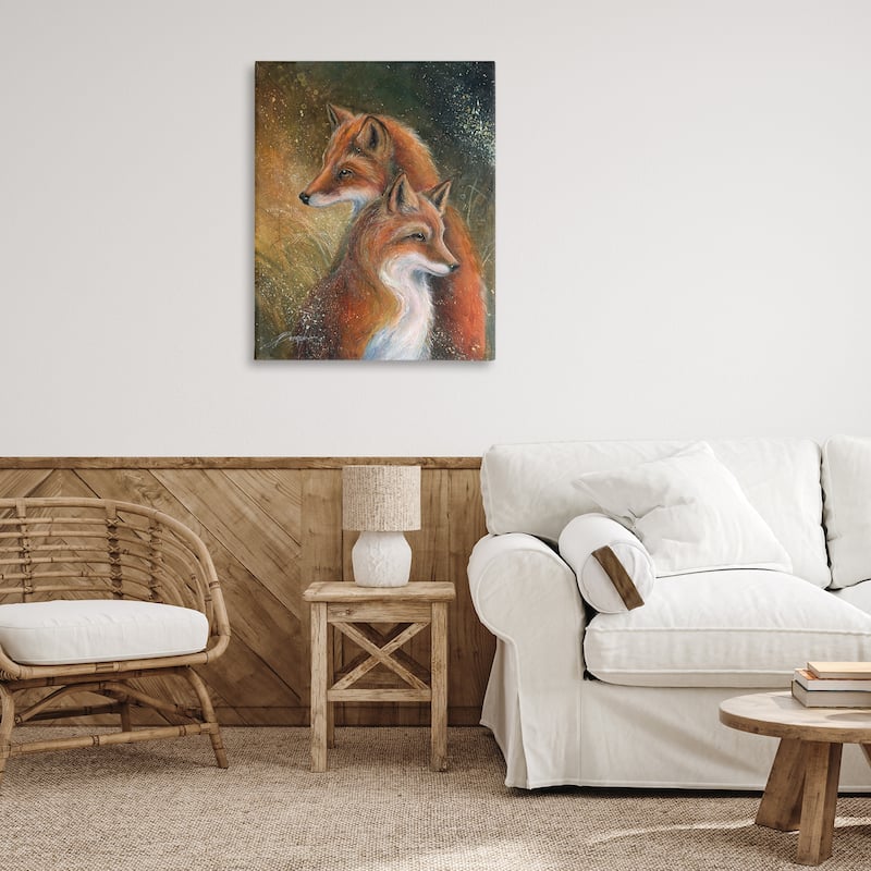 Stupell Fox Pair Portrait Canvas Wall Art Design By Jody Bergsma