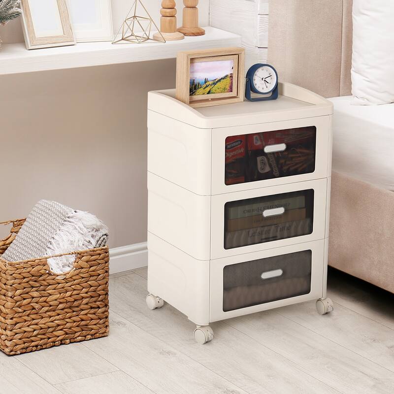 Large Drawer Organizer with Wheels - Clear-Rectangle