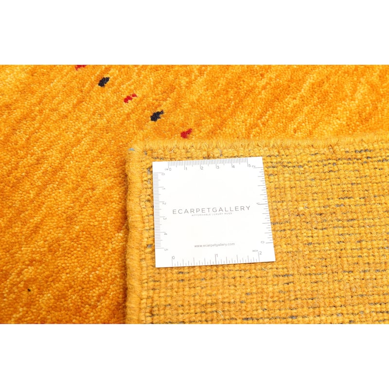 ECARPETGALLERY Hand Loomed Kashkuli Gabbeh Dark Gold Wool Rug - 4'11 x 8'0