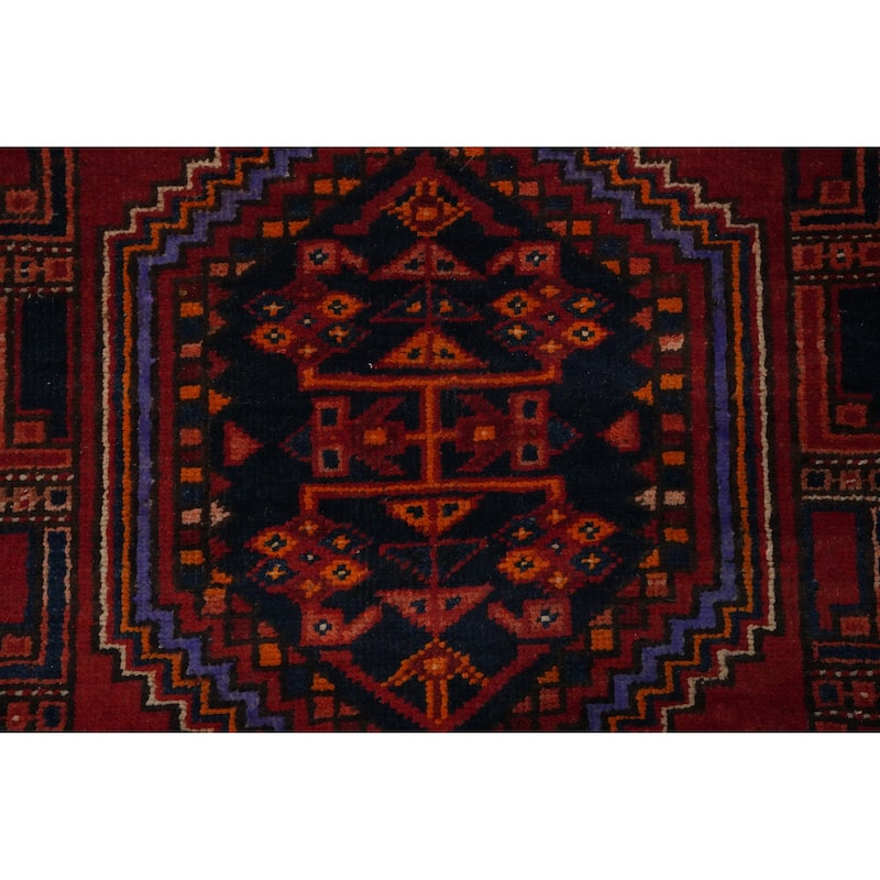 Hand Knotted Oriental 100% Wool Carpet Traditional Geometric Red Ardebil Runner Rug - 11' 0'' X 3' 2''