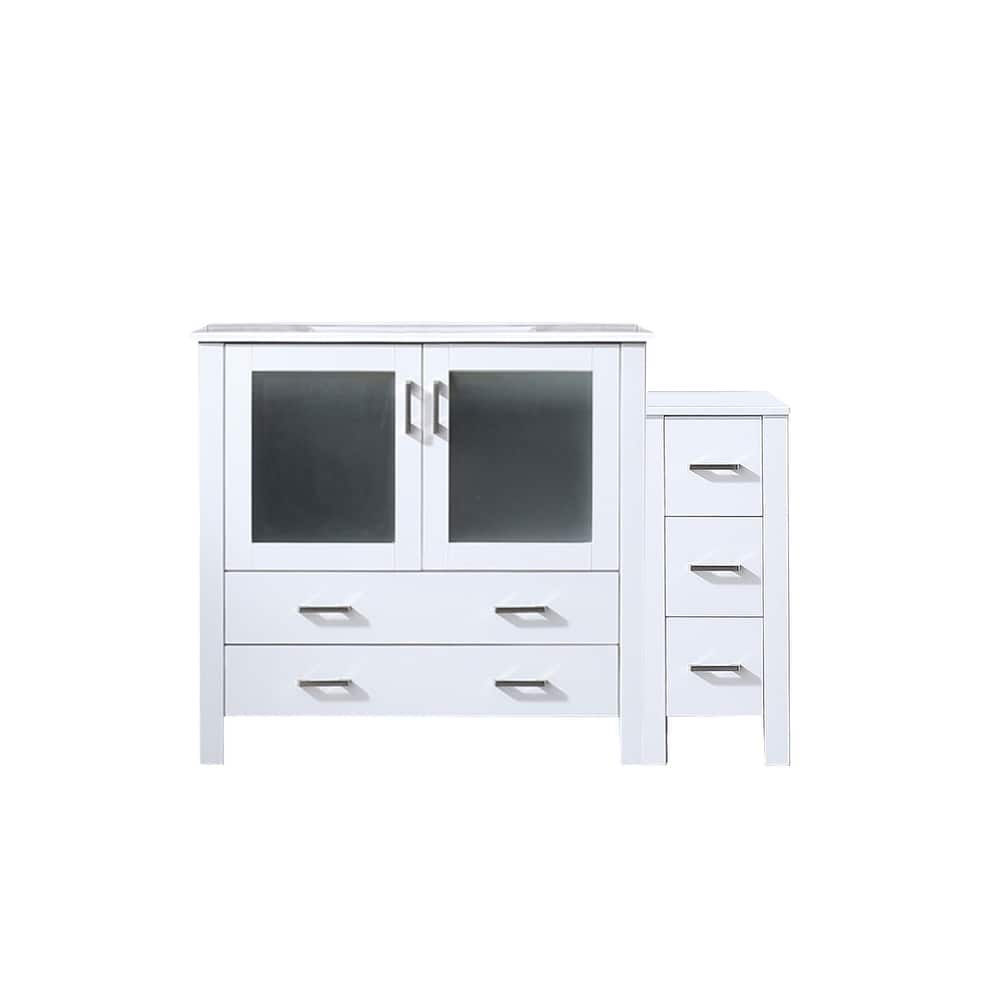 Volez Single Bath Vanity with Side Cabinet and White Ceramic Top