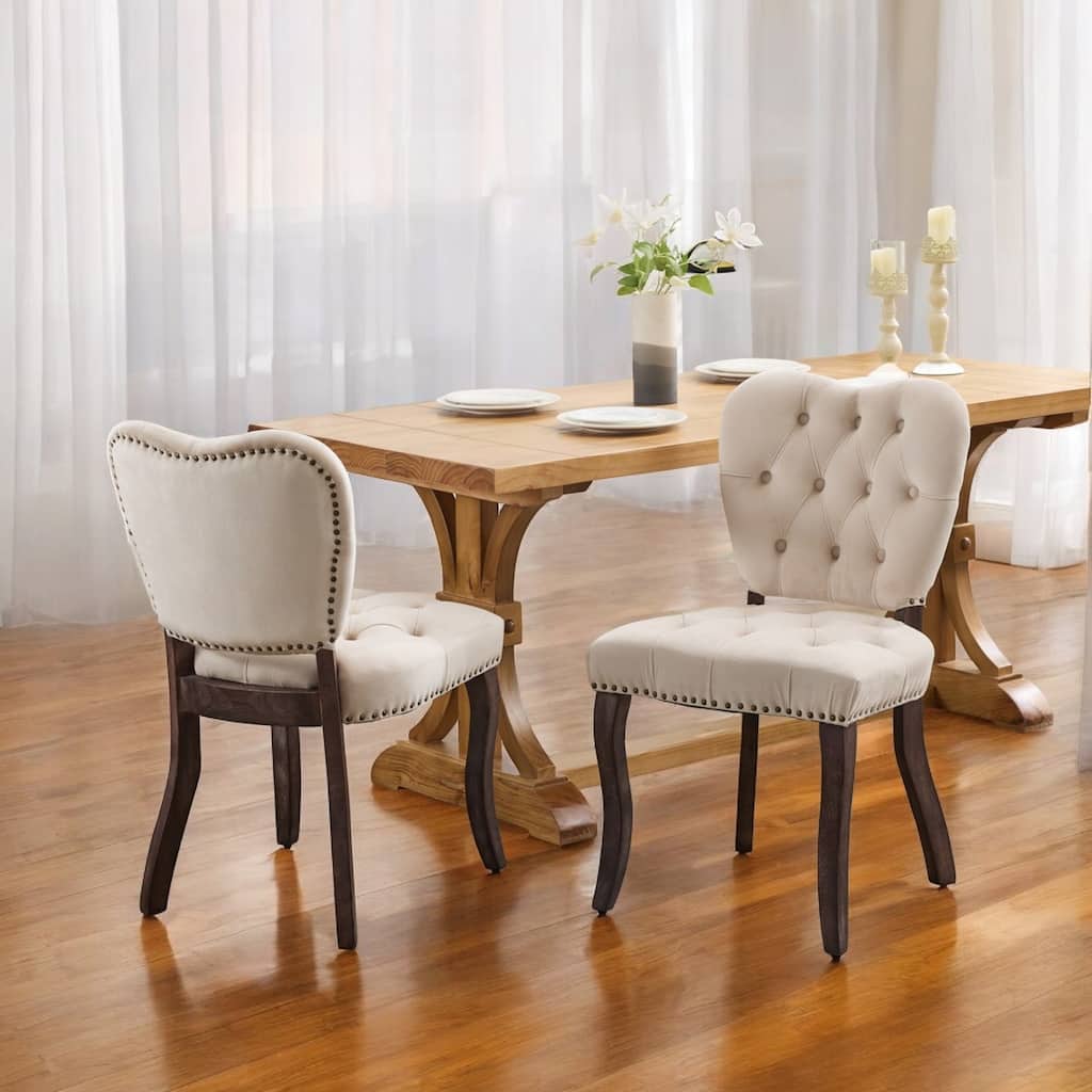 KISRAIS Tufted Velvet Dining Chairs (Set of 2)
