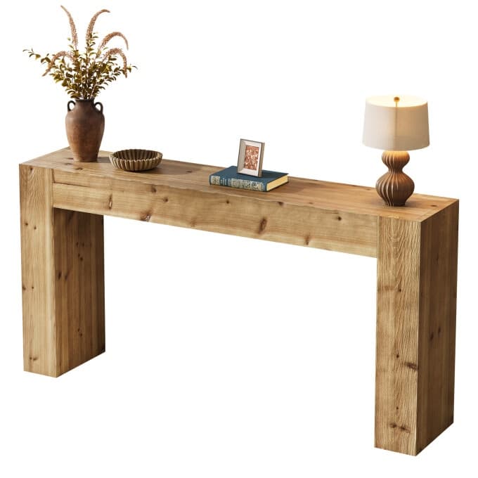 63-inch Solid Wood Console Table, Rustic Entryway Table, Sofa Table