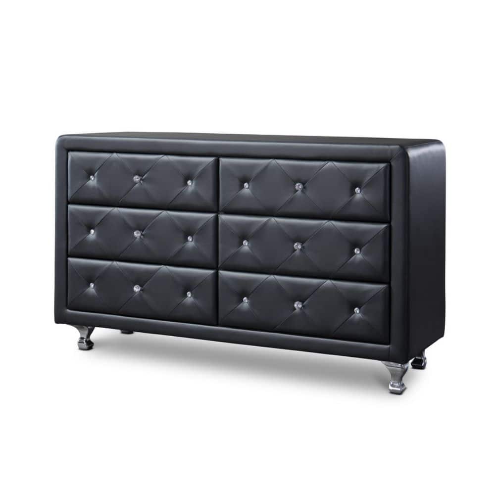 Luminescence Wood Contemporary Black Upholstered Dresser