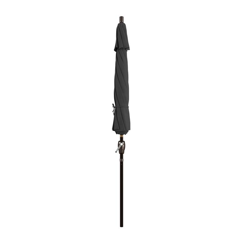 California Umbrella 9' Round Crank Lift Push Button Tilt Bronze Aluminum Patio Umbrella Olefin