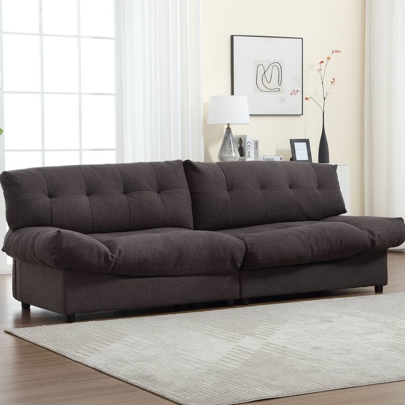 Cloud Style Sofa, Teddy Velvet Fabric, Comfy Padded Cloud Couch for Living Room, Apartment