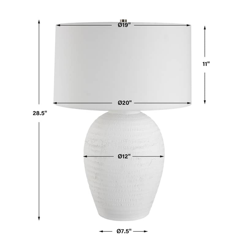 Urn Shaped Table Lamp with Tapered Large Round Shade - 28.5" - White
