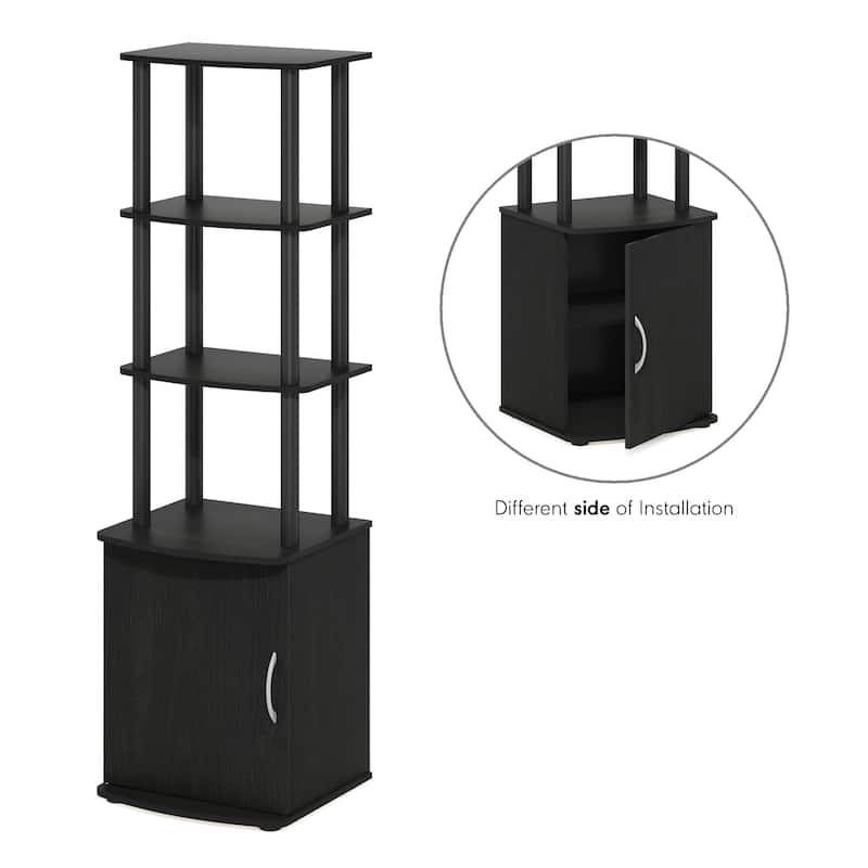 Furinno Turn-N-Tube 3-Tier Tall TV Entertainment Side Table Display Rack with Storage Cabinet, Blackwood/Black