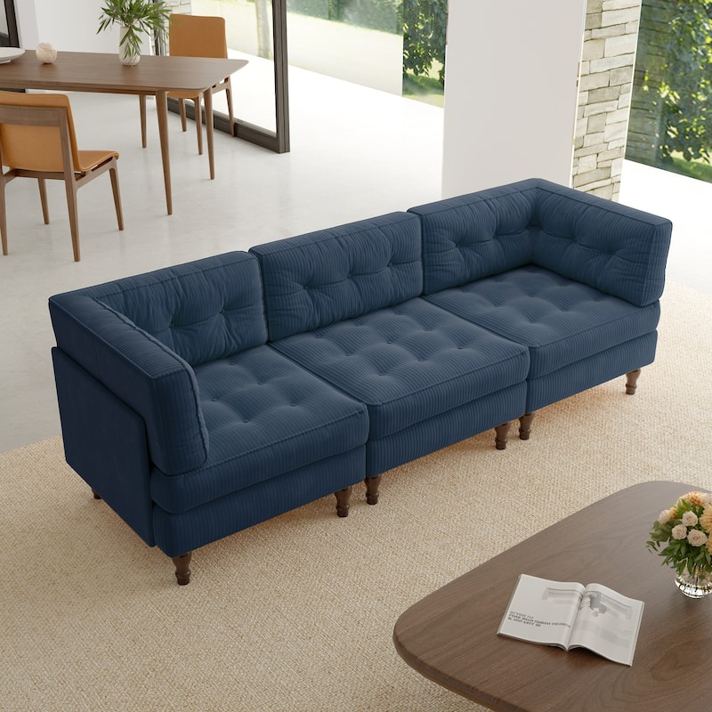 Oversized Modular Sectional Corduroy Fabric Tufted Sofa