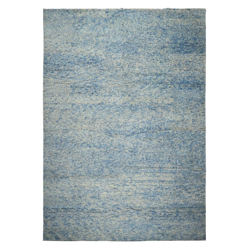 10x14 Tibetano Hand Knotted Wool Blue Modern & Contemporary Plush Pile Textured Rug - 10' x 14'