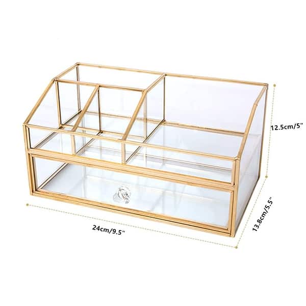 Glass Makeup Brush Holder, Makeup Brush Organizer Jewelry Display Box