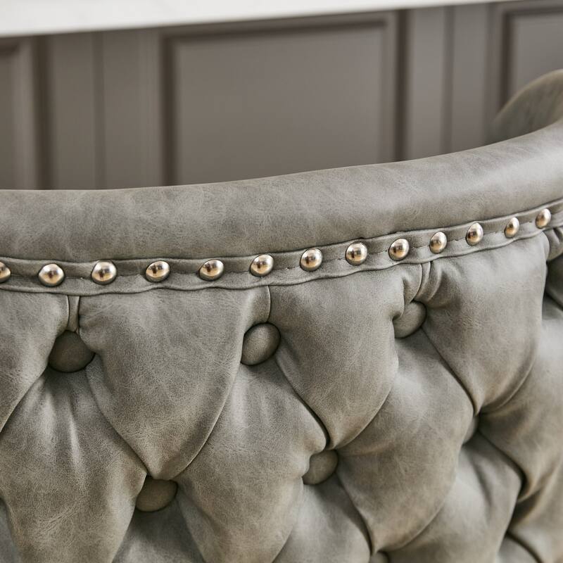 Swivel Barstools Adjusatble Seat Height With Chrome Base,Modern PU Upholstered Bar Stools with the whole Back Tufted,Set of 2