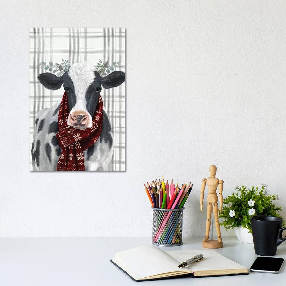 iCanvas "Yuletide Cow I" by Victoria Borges Canvas Print