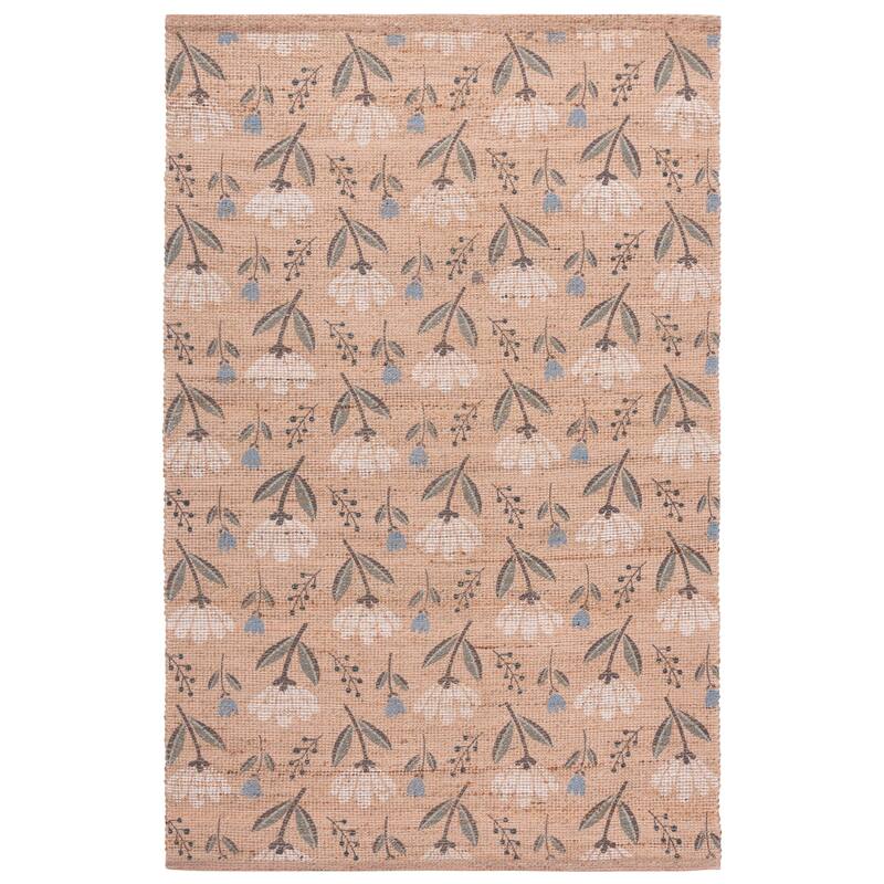 SAFAVIEH Handmade Saffron Kitty Jute & Chenille Rug - Natural/Green - 6' Square